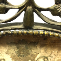 The Visitation, Antique Brass Pole Screen with Fine Georgian Silk Embroidery on Paper