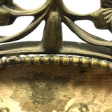 The Visitation, Antique Brass Pole Screen with Fine Georgian Silk Embroidery on Paper