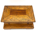 Crisp and Sharp Vintage Match Stick Tramp Art Lined Box with Inlays and Pedestal Base