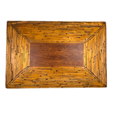 Crisp and Sharp Vintage Match Stick Tramp Art Lined Box with Inlays and Pedestal Base