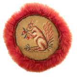 Wonderful Earlier 19th Century Homespun Wool Petit Point Needlepoint Mat with Fluffed Border