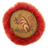 Wonderful Earlier 19th Century Homespun Wool Petit Point Needlepoint Mat with Fluffed Border