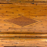 Crisp and Sharp Vintage Match Stick Tramp Art Lined Box with Inlays and Pedestal Base