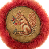 Wonderful Earlier 19th Century Homespun Wool Petit Point Needlepoint Mat with Fluffed Border