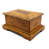 Crisp and Sharp Vintage Match Stick Tramp Art Lined Box with Inlays and Pedestal Base