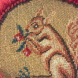 Wonderful Earlier 19th Century Homespun Wool Petit Point Needlepoint Mat with Fluffed Border