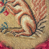 Wonderful Earlier 19th Century Homespun Wool Petit Point Needlepoint Mat with Fluffed Border