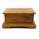 Crisp and Sharp Vintage Match Stick Tramp Art Lined Box with Inlays and Pedestal Base