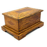 Crisp and Sharp Vintage Match Stick Tramp Art Lined Box with Inlays and Pedestal Base