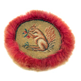 Wonderful Earlier 19th Century Homespun Wool Petit Point Needlepoint Mat with Fluffed Border