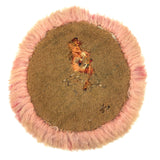 Wonderful Earlier 19th Century Homespun Wool Petit Point Needlepoint Mat with Fluffed Border