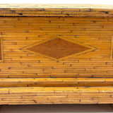 Crisp and Sharp Vintage Match Stick Tramp Art Lined Box with Inlays and Pedestal Base