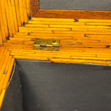 Crisp and Sharp Vintage Match Stick Tramp Art Lined Box with Inlays and Pedestal Base