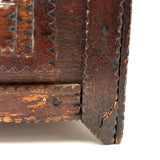 Square, with Brass Stars and Flowers: Charming Antique Chip Carved Tramp Art Stacked Lid Box