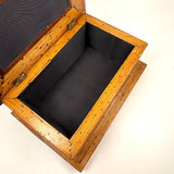 Crisp and Sharp Vintage Match Stick Tramp Art Lined Box with Inlays and Pedestal Base