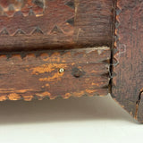 Square, with Brass Stars and Flowers: Charming Antique Chip Carved Tramp Art Stacked Lid Box