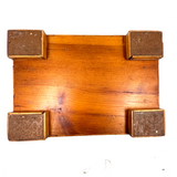 Crisp and Sharp Vintage Match Stick Tramp Art Lined Box with Inlays and Pedestal Base