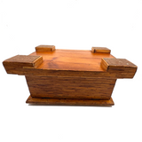 Crisp and Sharp Vintage Match Stick Tramp Art Lined Box with Inlays and Pedestal Base