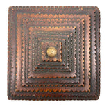 Square, with Brass Stars and Flowers: Charming Antique Chip Carved Tramp Art Stacked Lid Box