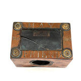 MAY FRIEND, Very Tender and Evocative 1898 Folk Art Still Bank with Cracked Glass Front