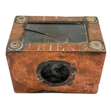MAY FRIEND, Very Tender and Evocative 1898 Folk Art Still Bank with Cracked Glass Front