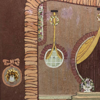 SOLD George Stimmel (1880-1964) Very Pink Stage Set, Gouache on Cardboard Painting