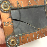MAY FRIEND, Very Tender and Evocative 1898 Folk Art Still Bank with Cracked Glass Front
