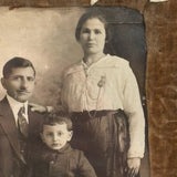 Very Tender and Very Wonderful 1913 Family Portrait with Embroidered Silkworm Cocoon Applique on Velvet, Original Frame