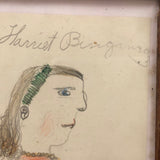 Harriet in Orange Blouse, Marvelous Antique Naive Drawing in Perfect Period Frame