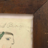 Harriet in Orange Blouse, Marvelous Antique Naive Drawing in Perfect Period Frame