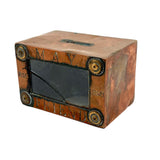 MAY FRIEND, Very Tender and Evocative 1898 Folk Art Still Bank with Cracked Glass Front