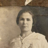 Very Tender and Very Wonderful 1913 Family Portrait with Embroidered Silkworm Cocoon Applique on Velvet, Original Frame