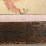 Harriet in Orange Blouse, Marvelous Antique Naive Drawing in Perfect Period Frame