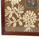 Very Tender and Very Wonderful 1913 Family Portrait with Embroidered Silkworm Cocoon Applique on Velvet, Original Frame