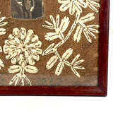 Very Tender and Very Wonderful 1913 Family Portrait with Embroidered Silkworm Cocoon Applique on Velvet, Original Frame
