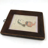 Harriet in Orange Blouse, Marvelous Antique Naive Drawing in Perfect Period Frame