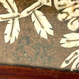 Very Tender and Very Wonderful 1913 Family Portrait with Embroidered Silkworm Cocoon Applique on Velvet, Original Frame