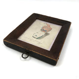 Harriet in Orange Blouse, Marvelous Antique Naive Drawing in Perfect Period Frame
