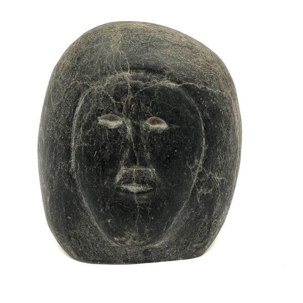 Deeply Expressive Inuit Carved Stone Head