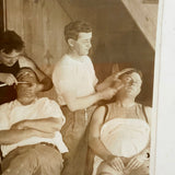 Young Barbers at Work, Wonderful Old 8 x 10 Photo, Framed as Found