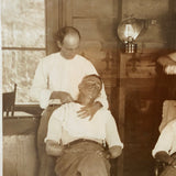 Young Barbers at Work, Wonderful Old 8 x 10 Photo, Framed as Found