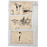 Adventures of Ned, Fred and Ellis - Set of Four Humorous Ink Drawings