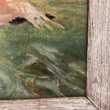 Pink Flamingoes! Charming Old Oil on Canvas Board Painting