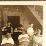 Young Barbers at Work, Wonderful Old 8 x 10 Photo, Framed as Found