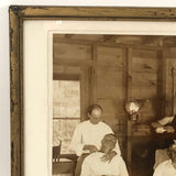 Young Barbers at Work, Wonderful Old 8 x 10 Photo, Framed as Found