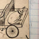 Adventures of Ned, Fred and Ellis - Set of Four Humorous Ink Drawings