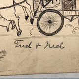 Adventures of Ned, Fred and Ellis - Set of Four Humorous Ink Drawings