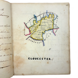 1840 British Commonplace Book with Beautiful Lettering and Watercolor Maps + 1890s Additions