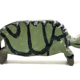 Graphically Excellent and Also Highly Empathetic Green and Black Painted Folk Art Turtle
