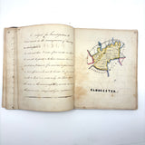 1840 British Commonplace Book with Beautiful Lettering and Watercolor Maps + 1890s Additions